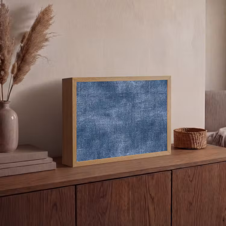 Linnen - Textuur - Patroon - Denim - Rustiek Light Box met batterij (Wandlamp) middel 907 -sfeer2