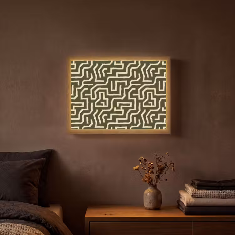 Lijnen - Abstract - Groen Light Box met batterij (Wandlamp) middel 907 -sfeer4