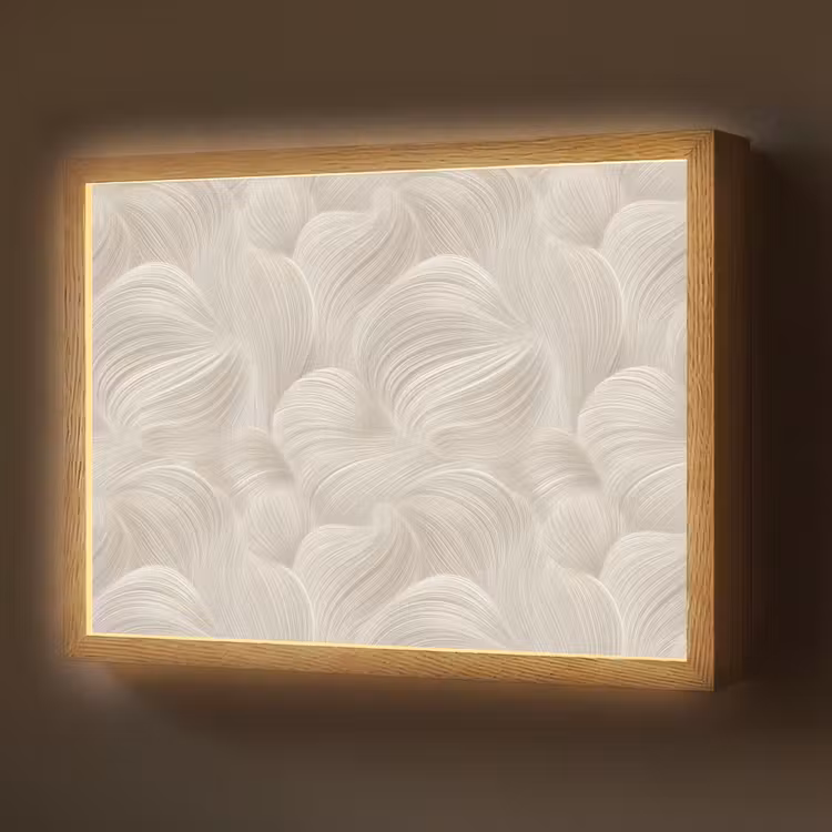 Lijnen - Waaier - Beige Light Box met batterij (Wandlamp) middel 907 -z3d_website
