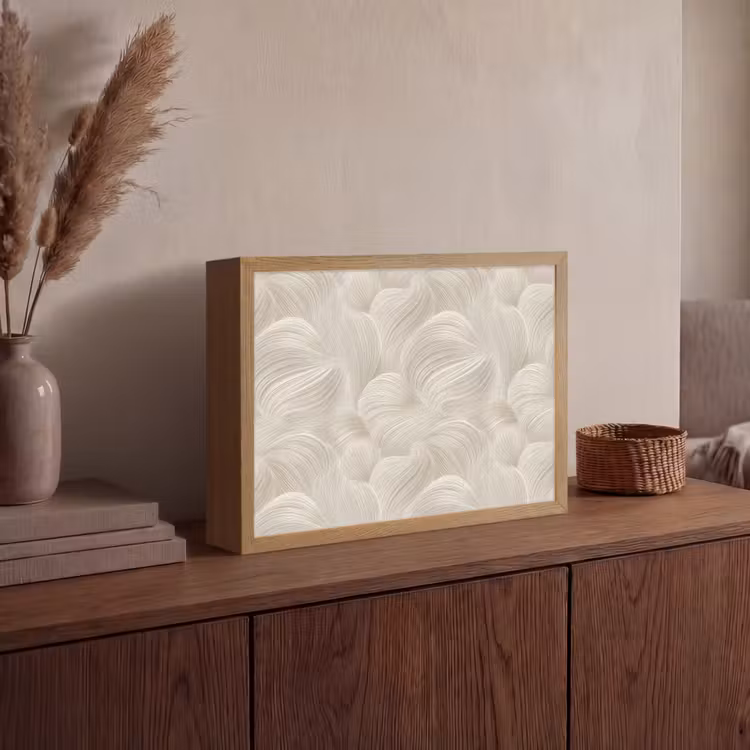 Lijnen - Waaier - Beige Light Box met batterij (Wandlamp) middel 907 -sfeer2