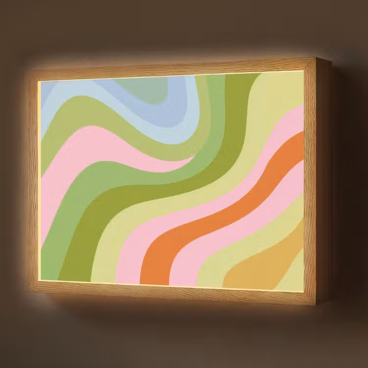 Lijnen - Pasteltinten - Golvend Light Box met batterij (Wandlamp) middel -z3d_website