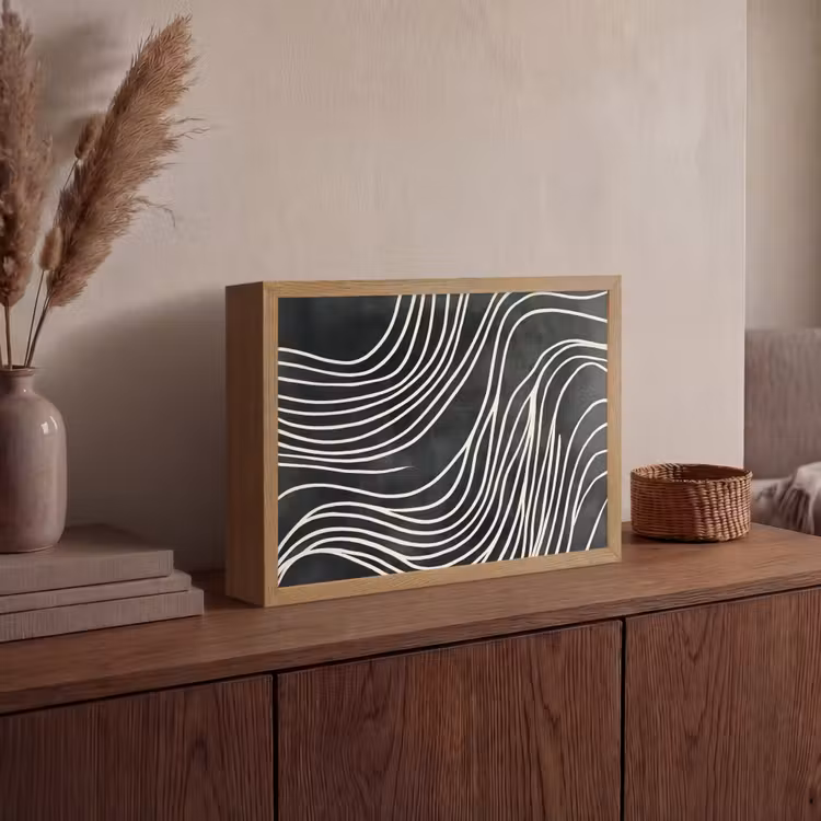 Lijnen - Patroon - Abstract - Wit Light Box met batterij (Wandlamp) middel -sfeer2
