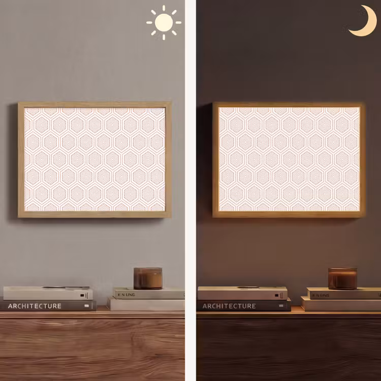 Lijnen - Patroon - Symmetrisch Light Box met batterij (Wandlamp) middel 907 -sfeer3