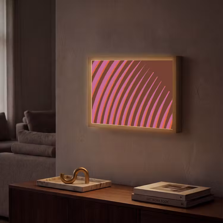 Lijnen - Rood - Beweging Light Box met batterij (Wandlamp) middel -sfeer1