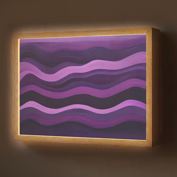 Lijnen - Golven - Paars - Abstract Light Box met batterij (Wandlamp) middel -z3d_website
