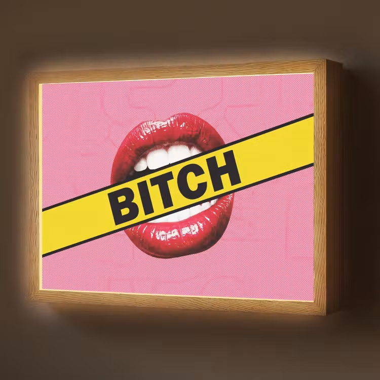 Lippen - Tekst - Kleurrijk Light Box met batterij (Wandlamp) middel -z3d_website