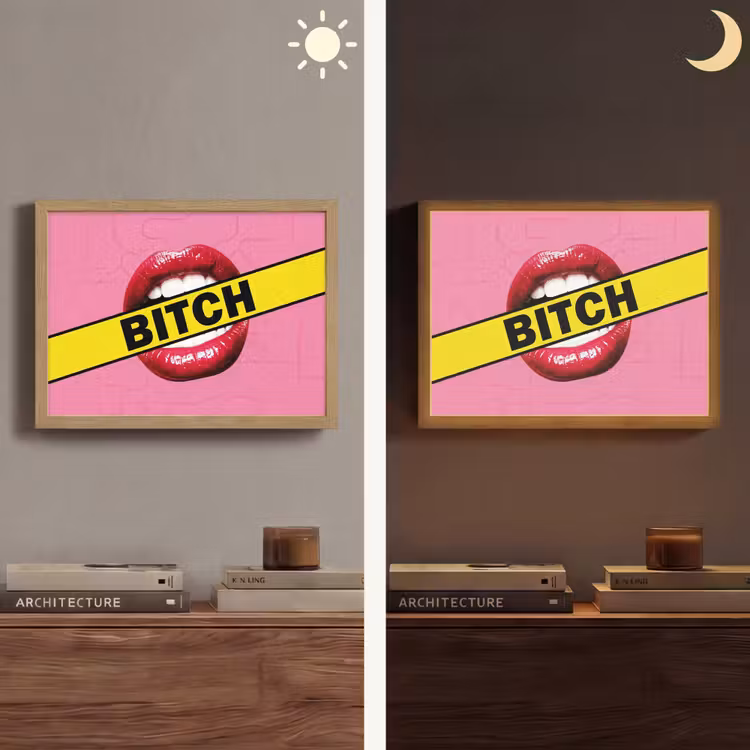 Lippen - Tekst - Kleurrijk Light Box met batterij (Wandlamp) middel -sfeer3