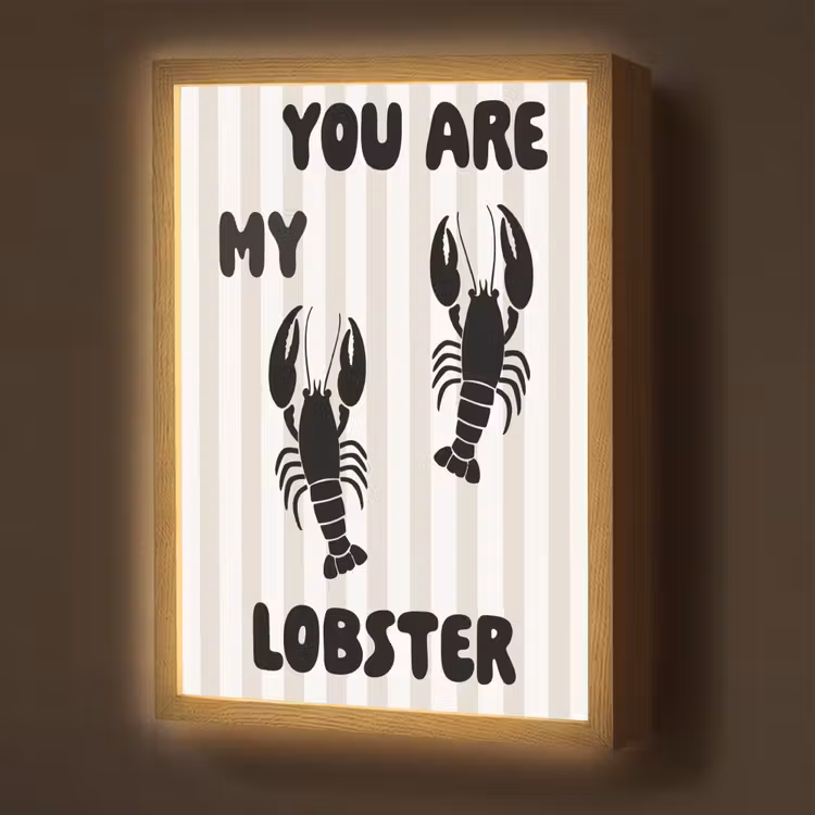 Lobster - Beige - Minimalistisch Light Box met batterij (Wandlamp) middel -z3d_website