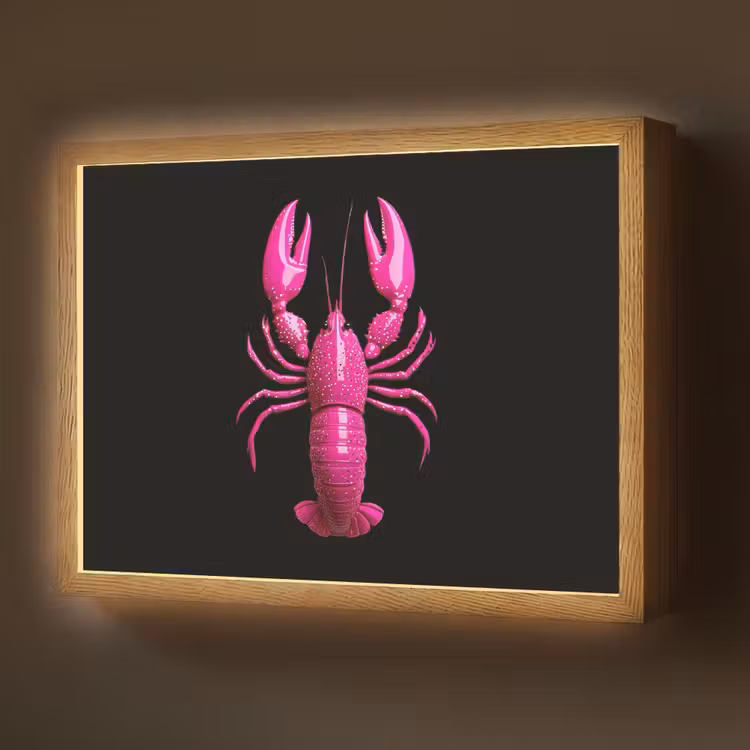 Kreeft - Felroze - Stippen - Opvallend Light Box met batterij (Wandlamp) middel -z3d_website