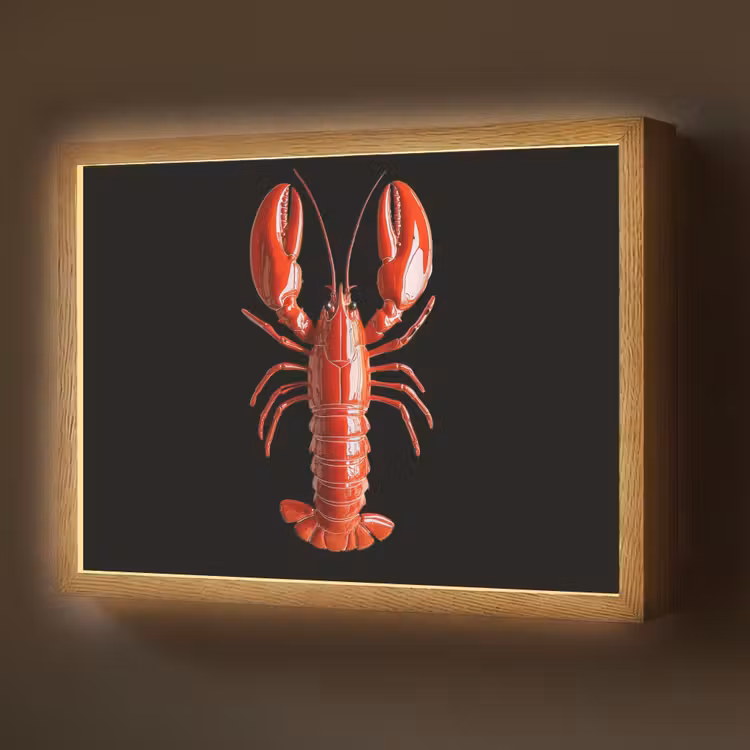 Kreeft - Glossier Rood - Zwart Light Box met batterij (Wandlamp) middel -z3d_website