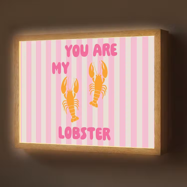 Lobster - Love - Valentijn Light Box met batterij (Wandlamp) middel -z3d_website