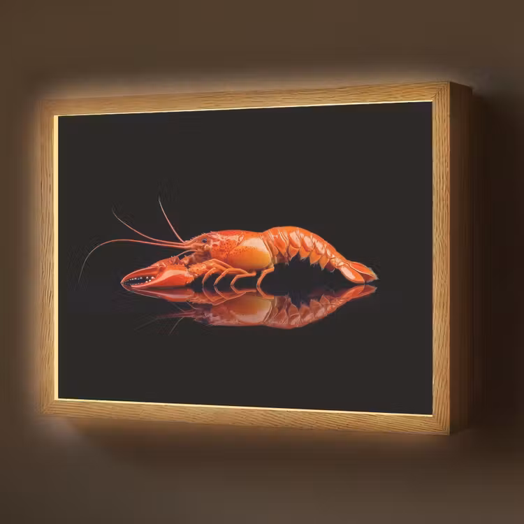 Kreeft - Oranje - Zwart - Opvallend Light Box met batterij (Wandlamp) middel -z3d_website