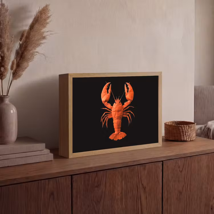 Kreeft - Papier - Origami papier - Rood Light Box met batterij (Wandlamp) middel -sfeer2