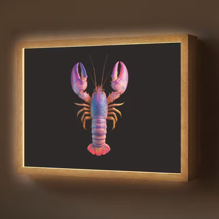 Kreeft - Paars - Roze - Zwart - Stippen - Lila Light Box met batterij (Wandlamp) middel -z3d_website