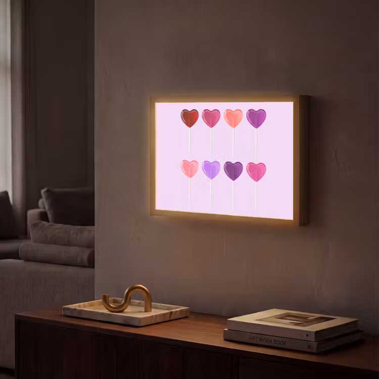 Lolly - Hart - Roze - Snoep Light Box met batterij (Wandlamp) middel -sfeer1