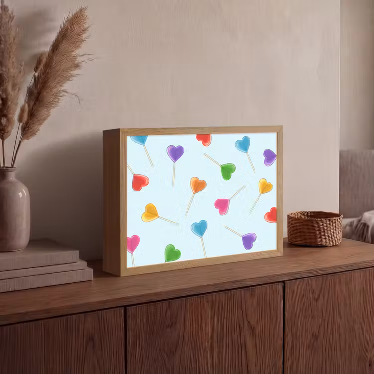 Lolly - Regenboog - Snoep Light Box met batterij (Wandlamp) middel -sfeer2