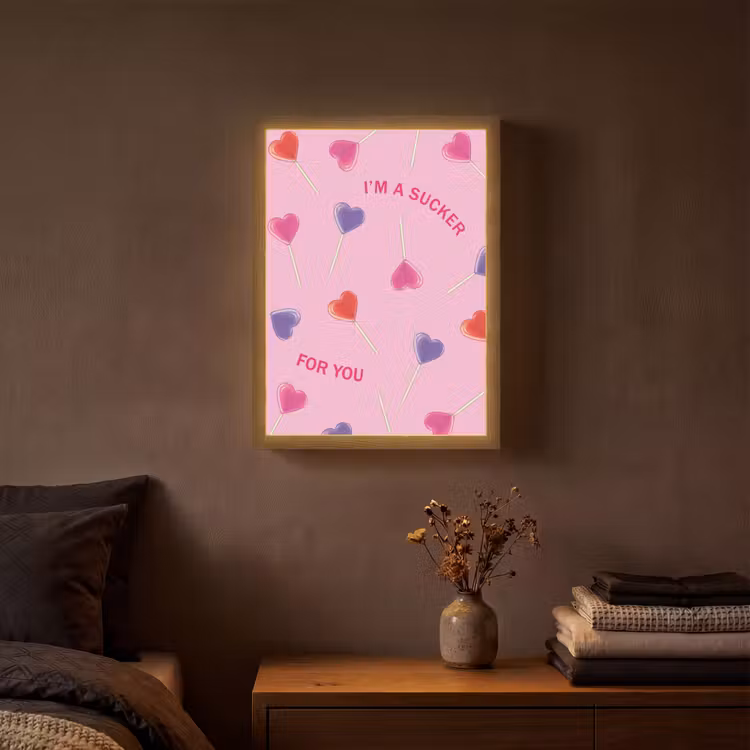 Lolly - Valentijn - Illustratie - Snoep Light Box met batterij (Wandlamp) middel -sfeer4