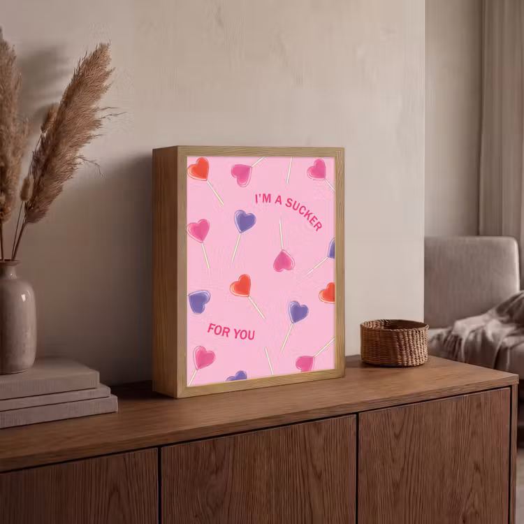 Lolly - Valentijn - Illustratie - Snoep Light Box met batterij (Wandlamp) middel -sfeer2