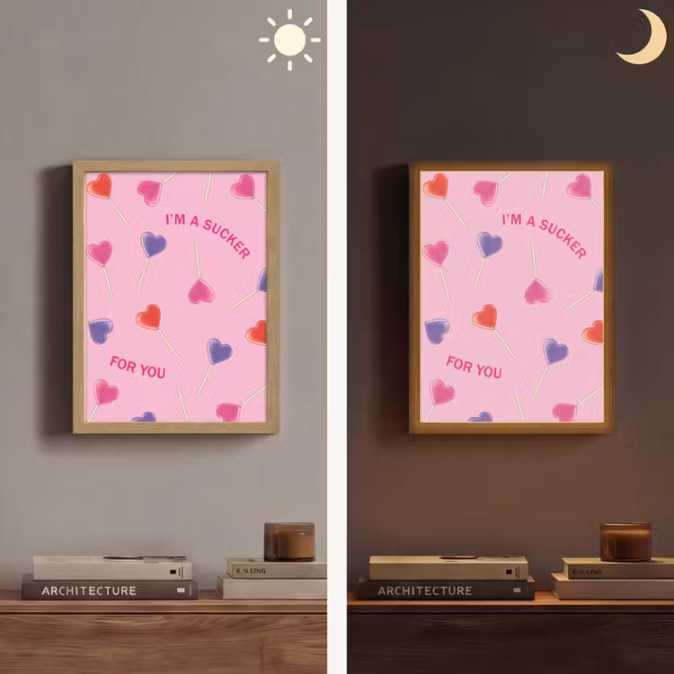 Lolly - Valentijn - Illustratie - Snoep Light Box met batterij (Wandlamp) middel -sfeer3