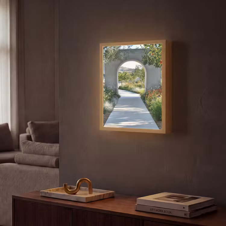 Doorkijk - Pad - Beton - Landschap Light Box met batterij (Wandlamp) middel -sfeer1
