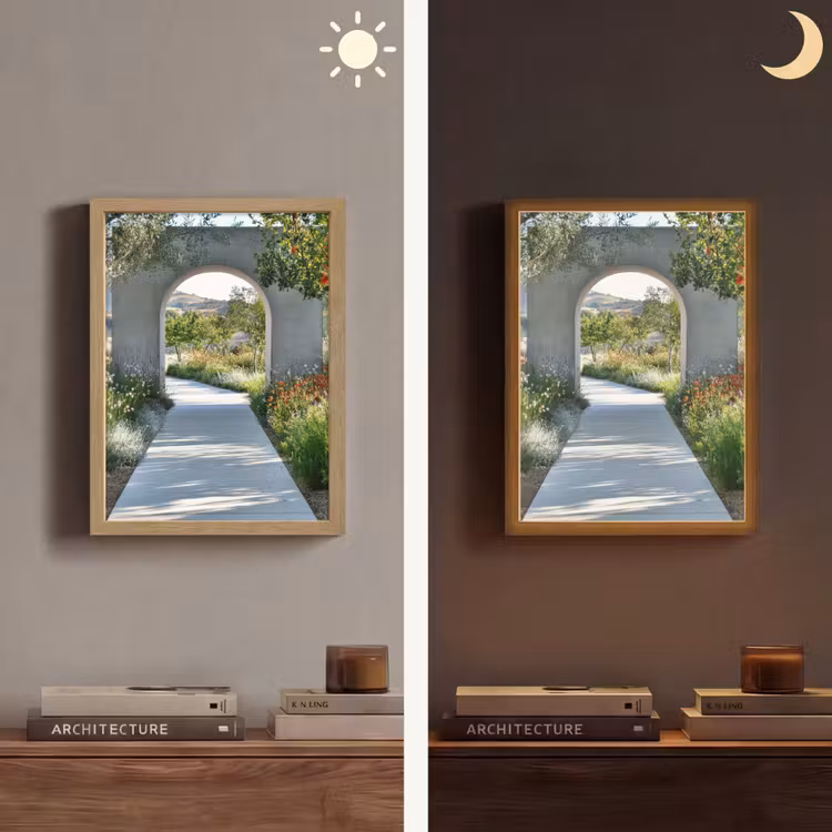 Doorkijk - Pad - Beton - Landschap Light Box met batterij (Wandlamp) middel -sfeer3