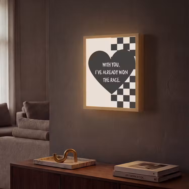 Liefde - Beige - Race Light Box met batterij (Wandlamp) middel -sfeer1