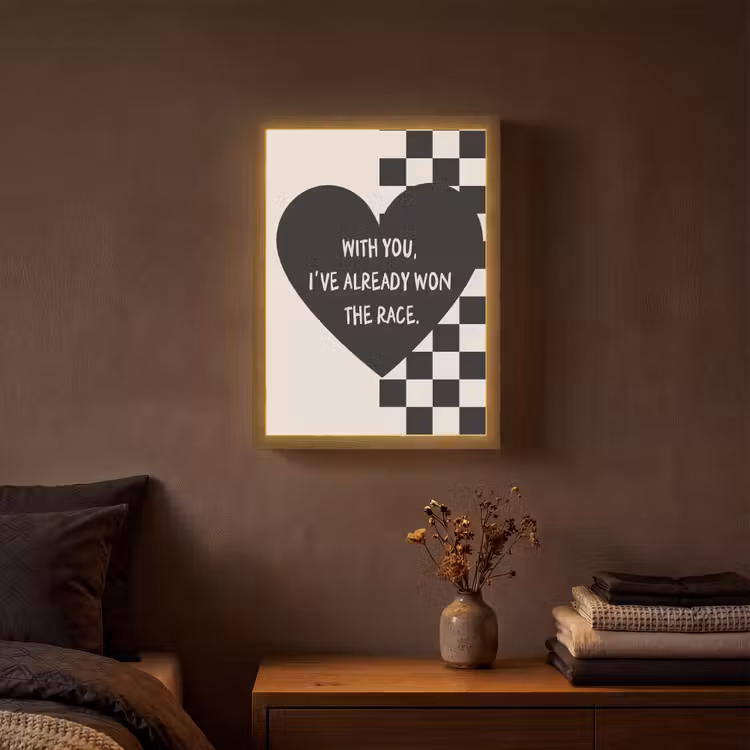 Liefde - Beige - Race Light Box met batterij (Wandlamp) middel -sfeer4