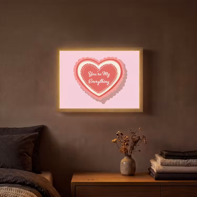 Liefde - Hart - Valentijn Light Box met batterij (Wandlamp) middel -sfeer4