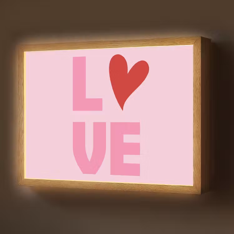 Love - Roze - Hart - Valentijn Light Box met batterij (Wandlamp) middel -z3d_website