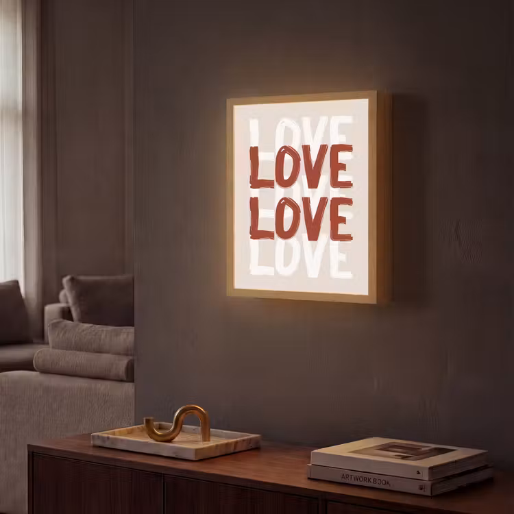 Love - Rood - Tekst Light Box met batterij (Wandlamp) middel -sfeer1