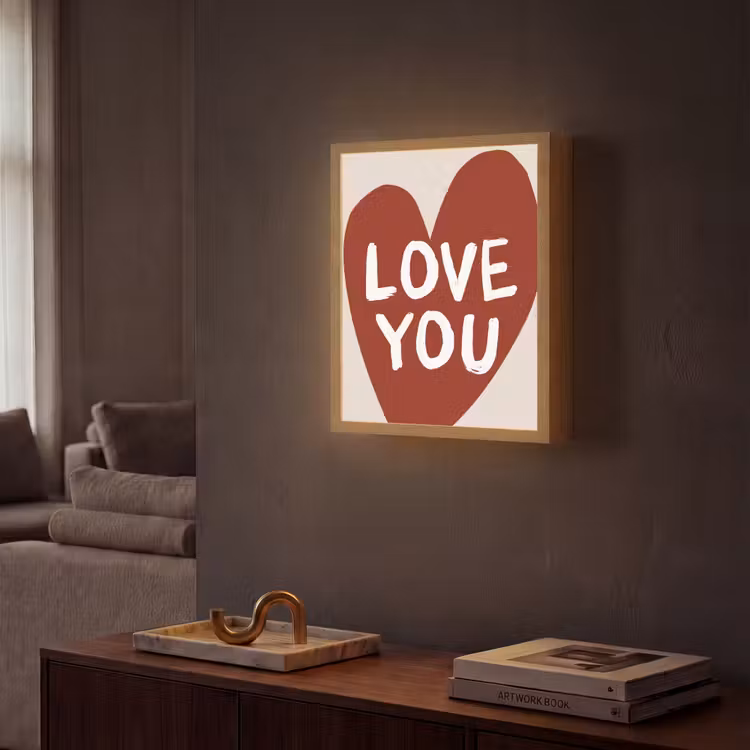 Loveyou - Hart - Rood Light Box met batterij (Wandlamp) middel -sfeer1