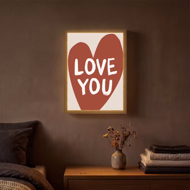 Loveyou - Hart - Rood Light Box met batterij (Wandlamp) middel -sfeer4