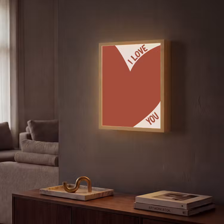 Loveyou - Rood - Hart Light Box met batterij (Wandlamp) middel -sfeer1