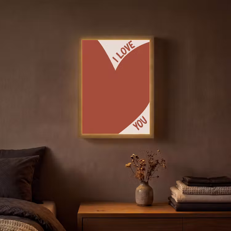 Loveyou - Rood - Hart Light Box met batterij (Wandlamp) middel -sfeer4