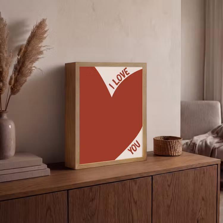 Loveyou - Rood - Hart Light Box met batterij (Wandlamp) middel -sfeer2