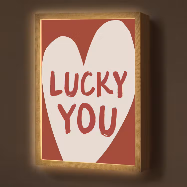 Lucky - Hart - Rood Light Box met batterij (Wandlamp) middel -z3d_website