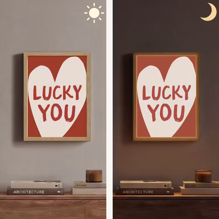 Lucky - Hart - Rood Light Box met batterij (Wandlamp) middel -sfeer3