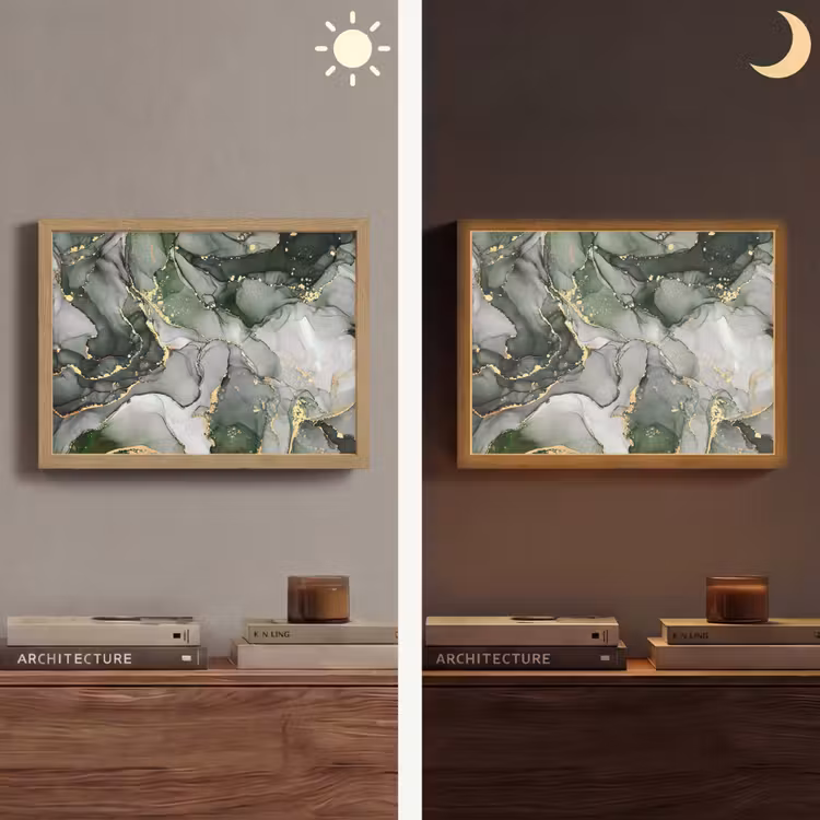 Luxe - Marmer - Groen Light Box met batterij (Wandlamp) middel -sfeer3