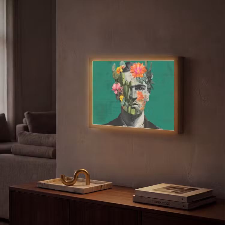 Man - Planten - Groen Light Box met batterij (Wandlamp) middel -sfeer1