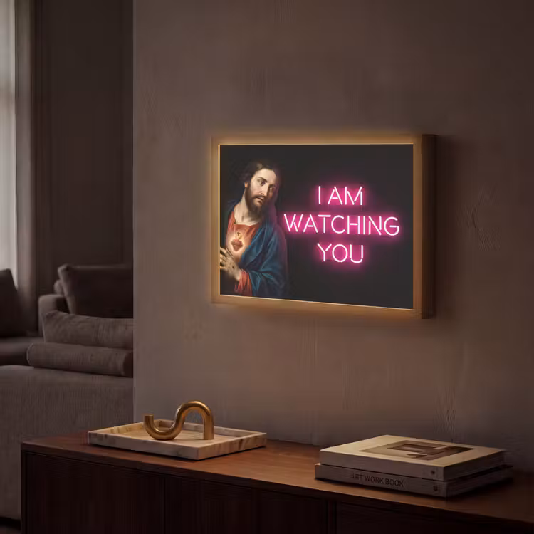 Man - Tekst - Neon Light Box met batterij (Wandlamp) middel -sfeer1