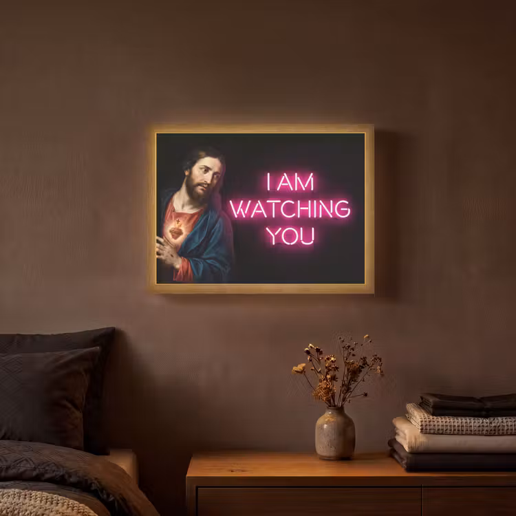 Man - Tekst - Neon Light Box met batterij (Wandlamp) middel -sfeer4