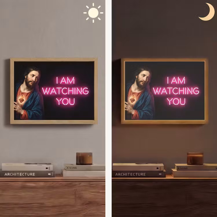 Man - Tekst - Neon Light Box met batterij (Wandlamp) middel -sfeer3