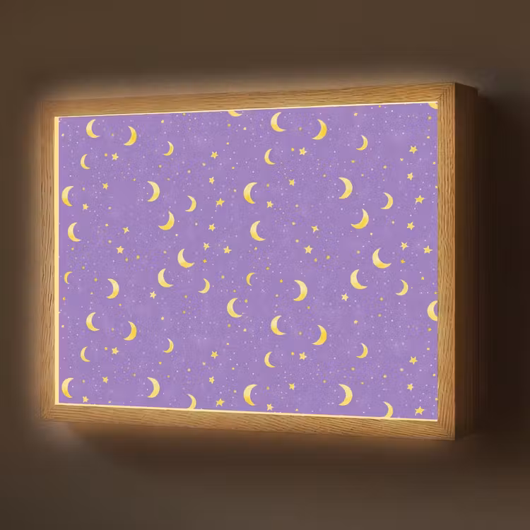 Manen - Sterren - Paars Light Box met batterij (Wandlamp) middel 907 -z3d_website