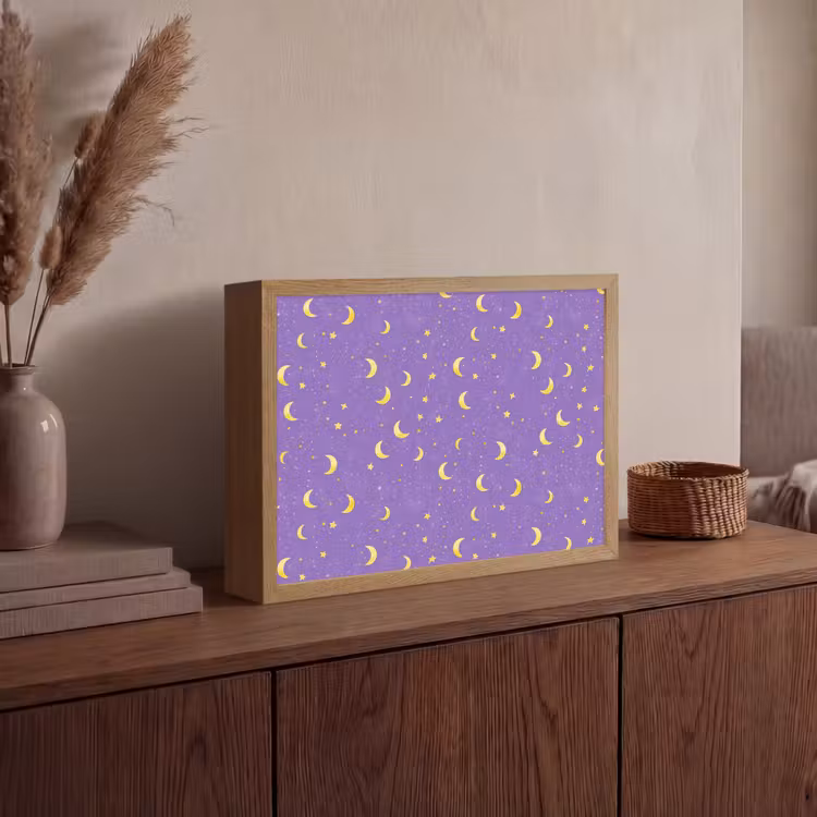 Manen - Sterren - Paars Light Box met batterij (Wandlamp) middel 907 -sfeer2