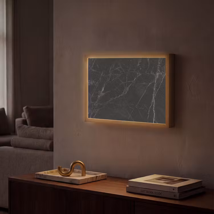 Marmer - Zwart Light Box met batterij (Wandlamp) middel -sfeer1