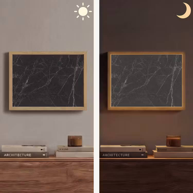 Marmer - Zwart Light Box met batterij (Wandlamp) middel -sfeer3