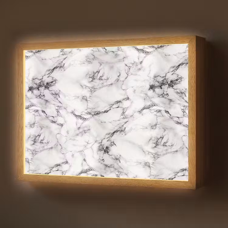 Marmer - Zwart - Dramatisch - Wit Light Box met batterij (Wandlamp) middel 907 -z3d_website