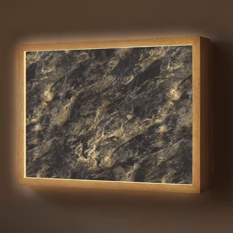 Marmer - Zwart - Goud Light Box met batterij (Wandlamp) middel 907 -z3d_website