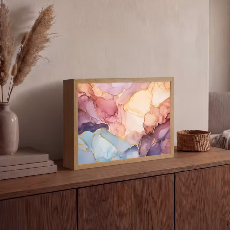 Marmer - Kleurrijk Light Box met batterij (Wandlamp) middel -sfeer2