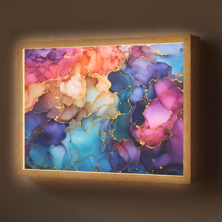 Marmer - Kleurrijk - Kleuren - Abstract Light Box met batterij (Wandlamp) middel -z3d_website